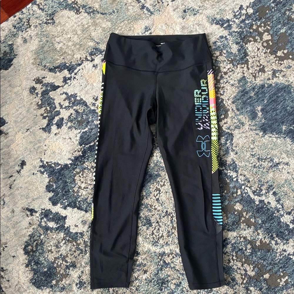 Under Armour Black Leggings with Vibrant Side Patterns